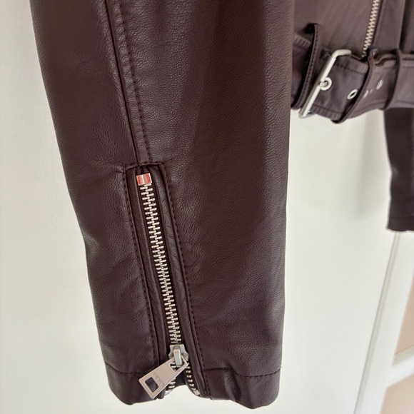 Levi's Faux Leather Moto Jacket XS Burgundy - Picture 7 of 10